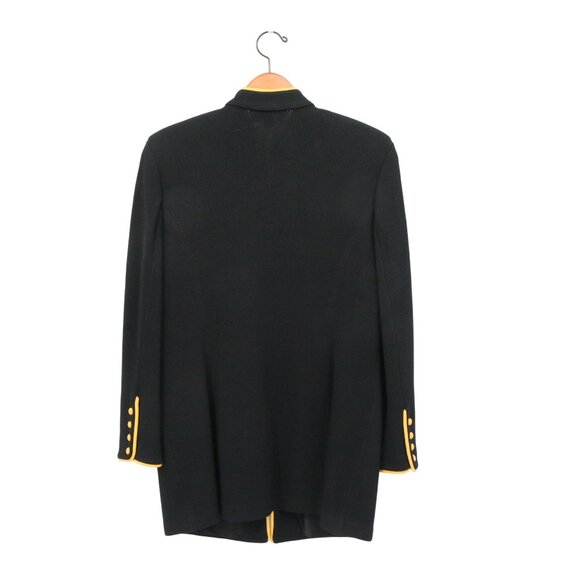 St. John Collection Black Gold Satin Trim & Corsage Santana Knit Jacket 8 - Picture 7 of 7